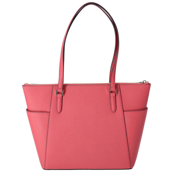 Michael Kors Charlotte Large Top Zip Leather Tote Light Berry Sorbet Pink - Picture 3 of 4